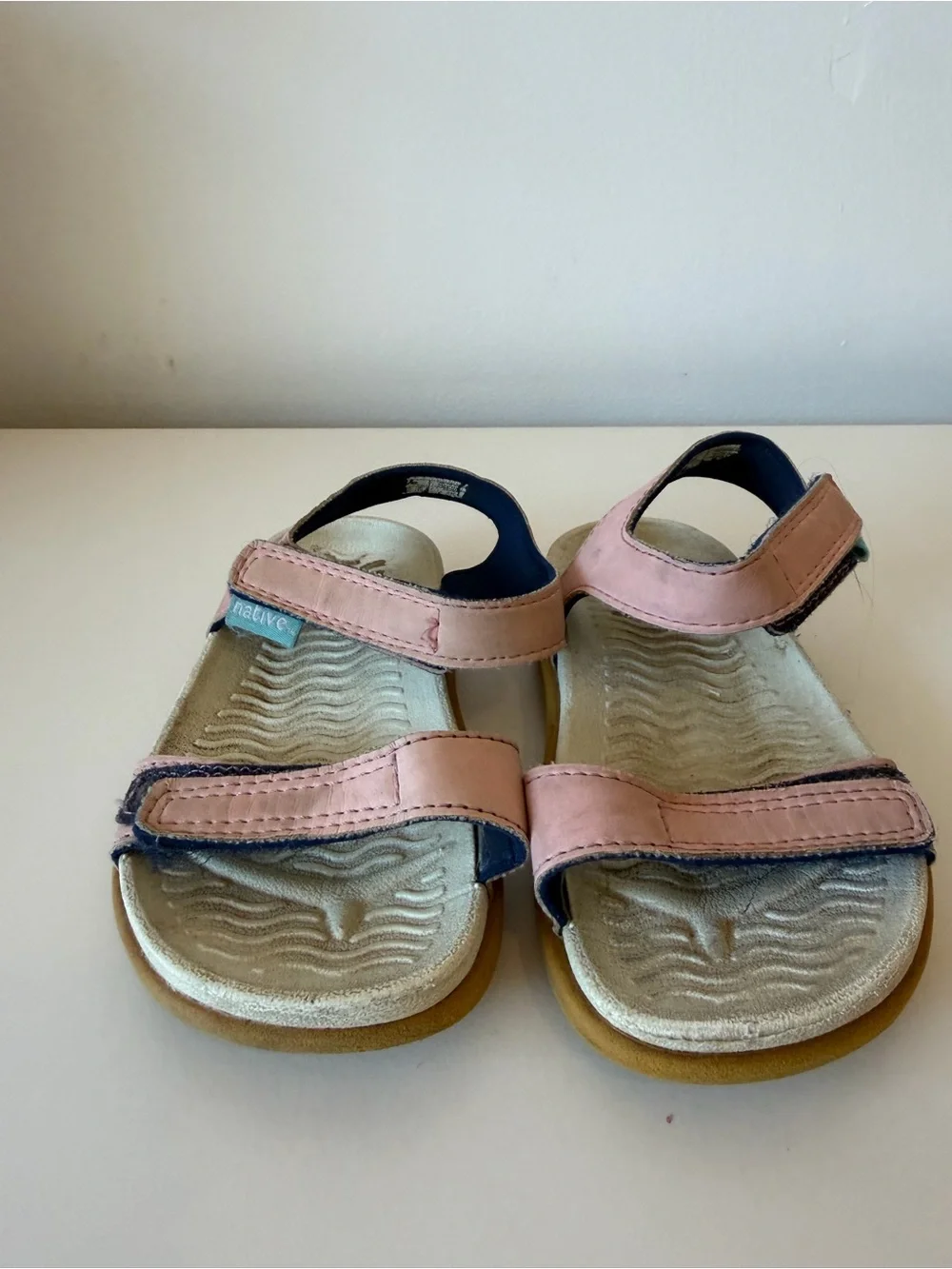 Native Kids Pink Hook-and-Loop Sandals with Cushioned Footbed toddler 6